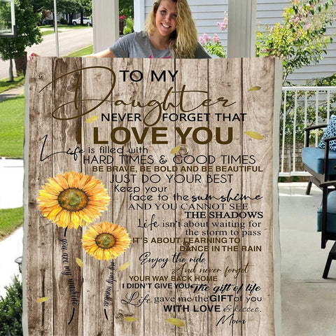 Fleece Blanket to My Daughter Printed Quilts Mom for Daughter's Blanket Positive Encourage and Love mom Flannel Blanket Gifts (40 * 50 inch,10)