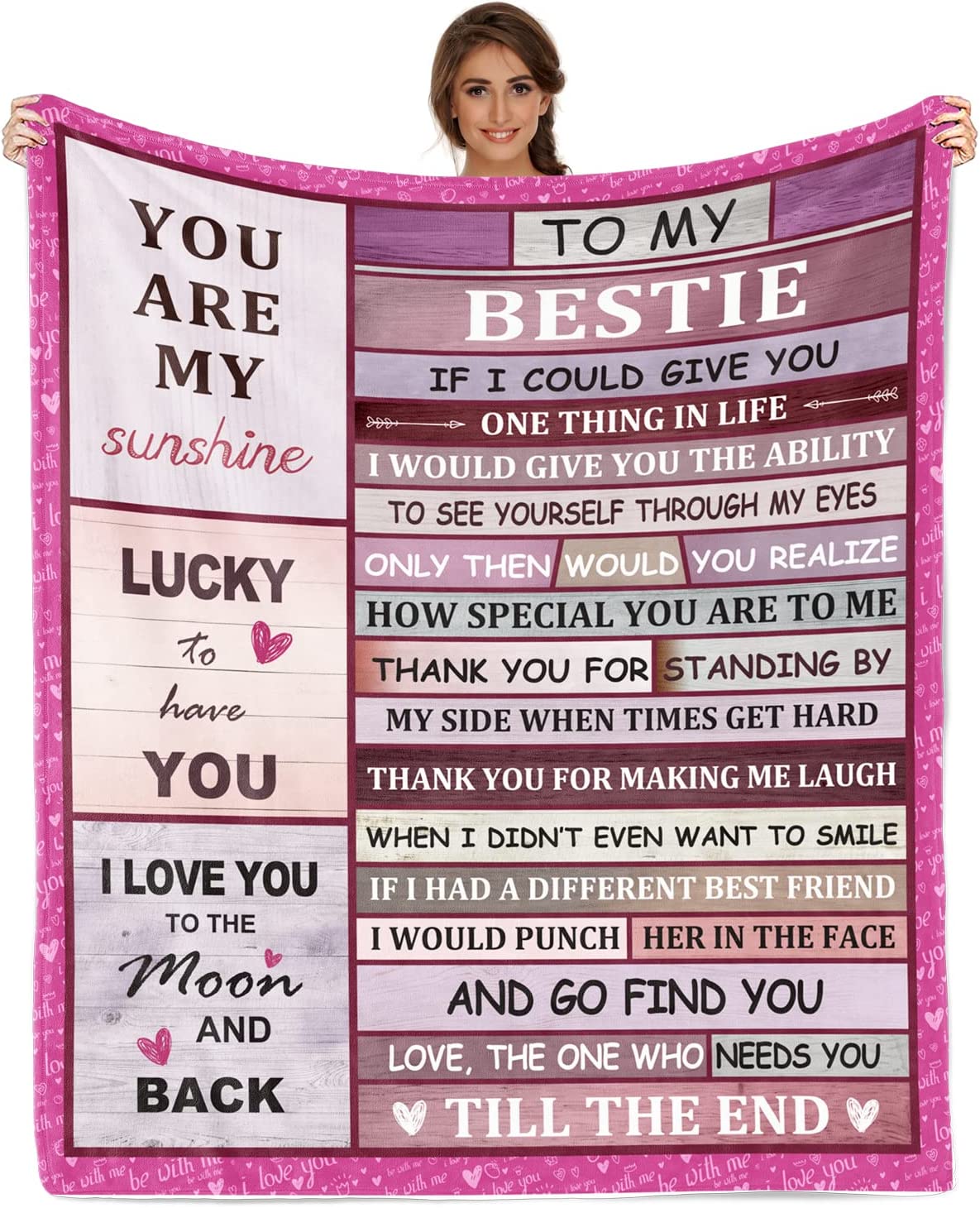 Bestie Blanket Best Friends for Women, Birthday Gifts for Best Friends Women Friendship Gifts for Female Girls Bestie BFF Soul Sister Gifts Ultra-Soft Cozy Flannel Throw Blanket 50"x60"