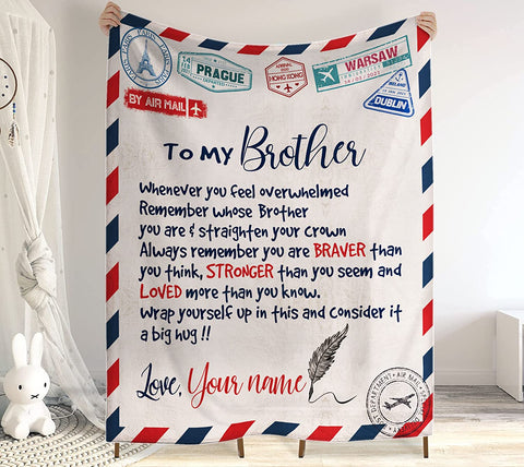 Personalized Air Mail Letter To My Son in law Throw Blankets, Gift To My Son Blanket From Mom,Gift To My Daughter, Granddaughter, Grandson From ,Customized Name, Custom Blanket for Birthday, Christmas