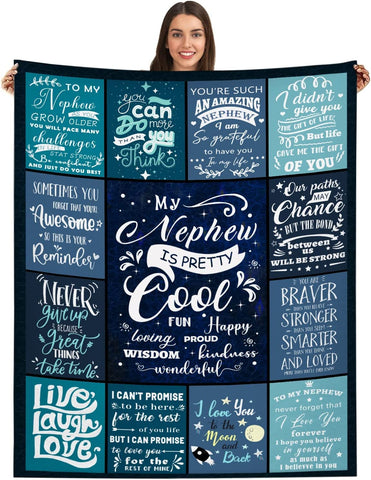 Gifts for Nephew from Aunt - Nephew Blanket Gifts from Auntie - Birthday for Nephew from Aunt - Nephew Graduation Gifts Throw Blanket 50"x60"