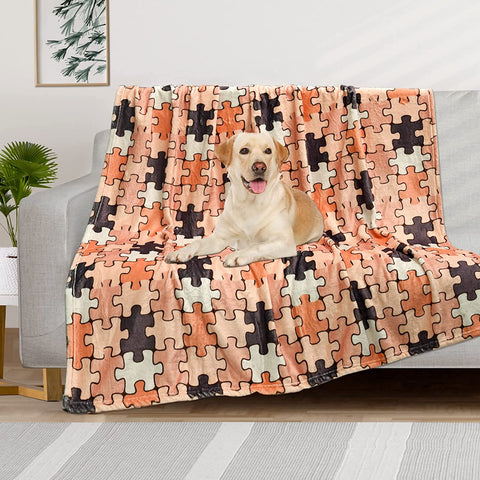 Dog Blankets for Large Dogs, Pet Blankets for Dog Bed Cover, Puppy Blankets for Couch, Kitten Blanket, Soft Fleece Blankets for Dogs, Cats, 41"x31", 3 Pack(2 Tan+1 Brown)