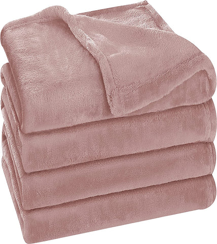 Bedding Fleece Blanket Queen Size Grey 300GSM Luxury Bed Blanket Anti-Static Fuzzy Soft Blanket Microfiber (90x90 Inches)