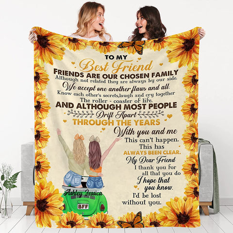 to My Besties Custom Friends Blanket with Many Characters,Change Hairstyles&Name Blankets,Personalized Friendship Blanket for Women,Best Friends,BFF, Bestie Birthday Gifts