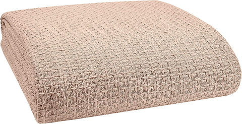 100% Cotton Breathable Blanket Full - Queen Size, Thermal , Perfect for Layering Any Bed for All Season, Teal Green