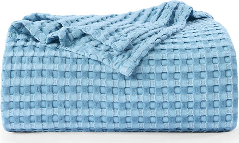 Bedding Cotton Waffle Blanket 300 GSM (White - 90x90 Inches) Soft Lightweight Breathable Bed Blanket Queen Size Layering Any Bed for All Season