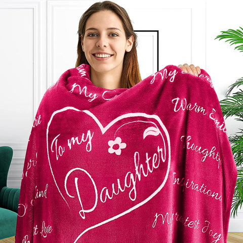 Mothers Day Gifts for Daughter, Daughter Gifts, to My Daughter Blanket, Daughter Gift from Mom, Gifts for Daughter from Mom, Birthday Gift for Daughter, Throw Blanket 65” x 50” (Silver)
