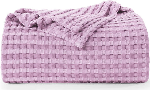 Bedding Cotton Waffle Blanket 300 GSM (White - 90x90 Inches) Soft Lightweight Breathable Bed Blanket Queen Size Layering Any Bed for All Season