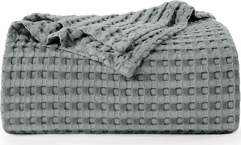 Bedding Cotton Waffle Blanket 300 GSM (White - 90x90 Inches) Soft Lightweight Breathable Bed Blanket Queen Size Layering Any Bed for All Season