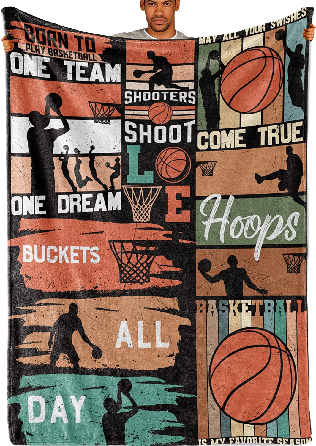 Basketball Blanket, Basketball Gifts, Basketball is My Favorite Season, Gift for Basketball Lovers, Basketball Coach, Basketball Mom, Dad, Daughter, Teens, Soft Throw Blanket 50"x65"…