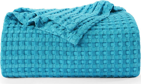 Bedding Cotton Waffle Blanket 300 GSM (White - 90x90 Inches) Soft Lightweight Breathable Bed Blanket Queen Size Layering Any Bed for All Season