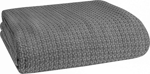 100% Cotton Breathable Blanket Full - Queen Size, Thermal , Perfect for Layering Any Bed for All Season, Teal Green