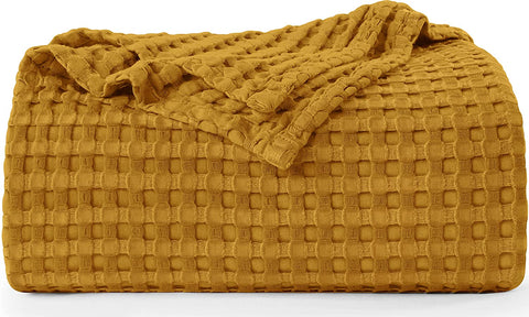Bedding Cotton Waffle Blanket 300 GSM (White - 90x90 Inches) Soft Lightweight Breathable Bed Blanket Queen Size Layering Any Bed for All Season