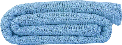 Textile Supply Leno Weave Ice Grey Blanket, Queen 100% Cotton, Lightweight, Warm, Extra-Fluffy, Premium and Durable Soft & Cozy Bed Blanket for Bed, Couch, Sofa Throw for All Season