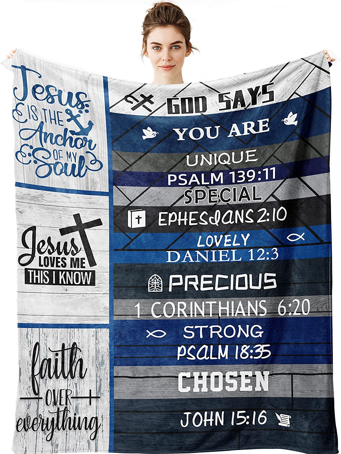 Christian Gifts for Women Kids - Religious Blanket for Christian Friends - Bible Verse Gifts for Women 50"x 40" with Inspirational Proverbs Scripture - First Communion Gifts for Girls Boys