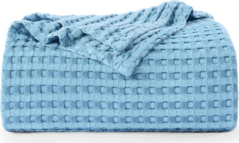 Bedding Cotton Waffle Blanket 300 GSM (White - 90x90 Inches) Soft Lightweight Breathable Bed Blanket Queen Size Layering Any Bed for All Season