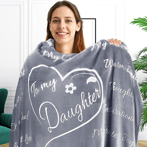 Mothers Day Gifts for Daughter, Daughter Gifts, to My Daughter Blanket, Daughter Gift from Mom, Gifts for Daughter from Mom, Birthday Gift for Daughter, Throw Blanket 65” x 50” (Silver)