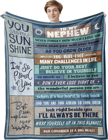 Nephew Gifts from Auntie Blanket, Nephew Gifts, to My Nephew Encouragement Gifts, Best Nephew Ever Gift from Uncle, Funny Graduation/Birthday for Nephews Throw Blankets 60"X50"