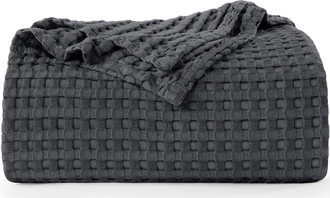 Bedding Cotton Waffle Blanket 300 GSM (White - 90x90 Inches) Soft Lightweight Breathable Bed Blanket Queen Size Layering Any Bed for All Season