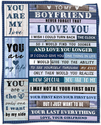 Gifts for Boyfriend, Boyfriend Blanket from Girlfriend 50''x60'', Boyfriend Birthday Gift Blanket for Boyfriend Gifts Soft Cozy Flannel Throw Blanket for Boyfriend