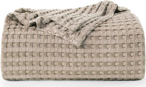 Bedding Cotton Waffle Blanket 300 GSM (White - 90x90 Inches) Soft Lightweight Breathable Bed Blanket Queen Size Layering Any Bed for All Season