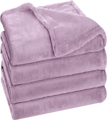 Bedding Fleece Blanket Queen Size Grey 300GSM Luxury Bed Blanket Anti-Static Fuzzy Soft Blanket Microfiber (90x90 Inches)