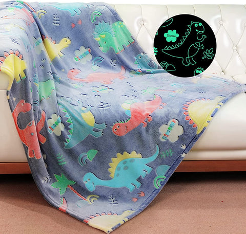 Dinosaur Blanket for Boys, Kids Dinosaur Throw Blanket for Boys and Girls, Fluffy Cozy Dinosaur Fleece Blanket with Vibrant Colors and Cute Design, Soft and Warm Throw Blanket - 50x60 Inches