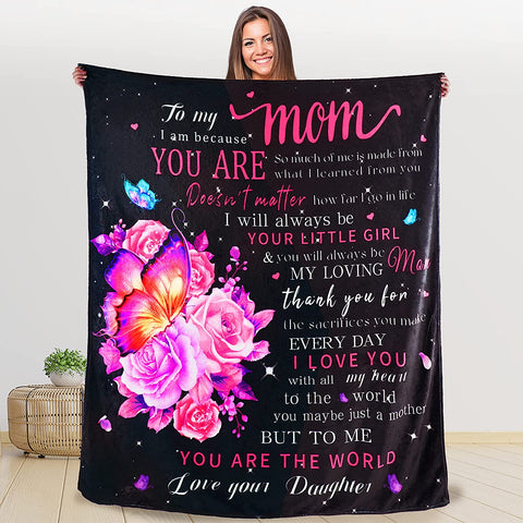 Mom Blanket Personalized Fleece Throw Envelope Blanket Birthday Gifts for Women from Daughter 50x60 inch