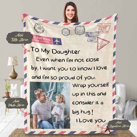 Mothers Day Birthday Gifts for Daughter-Daughter Throw Blanket,Daughter Gifts,Daughter Gifts from Dad,Birthday Gifts for Daughter Adult,Daughter Blanket 55"X70"