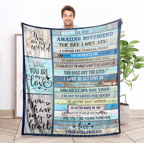 Blanket for Boyfriend, Boyfriend Gifts from Girlfriend, Anniversary Birthday Valentines Gifts for Boyfriend, to My Boyfriend Blanket Soft Warm Flannel Boyfriend Blanket 50"x60"