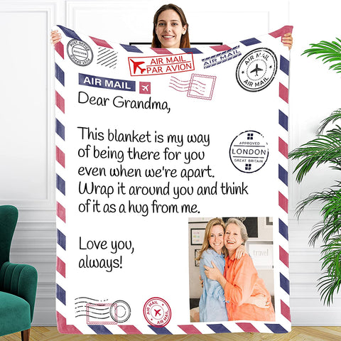 Mothers Day Gifts for Grandma, Gifts for Grandma Blanket, Grandma Gifts from Grandkids, Best Grandma Gifts, Grandma Birthday Gifts from Grandchildren, Throw Blanket 65”x50” (Purple)