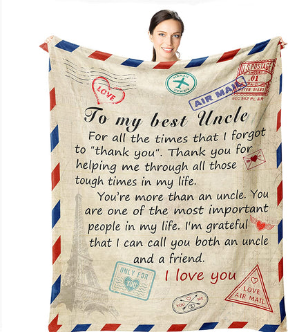 Uncle Gifts Blanket - Uncle Gifts from Niece 60"x50" - Uncle Gifts from Nephew - Birthday Gifts for Uncle - Best Uncle Ever Gift Ideas - Great Gifts for Uncles from Nieces