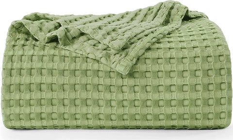 Bedding Cotton Waffle Blanket 300 GSM (White - 90x90 Inches) Soft Lightweight Breathable Bed Blanket Queen Size Layering Any Bed for All Season