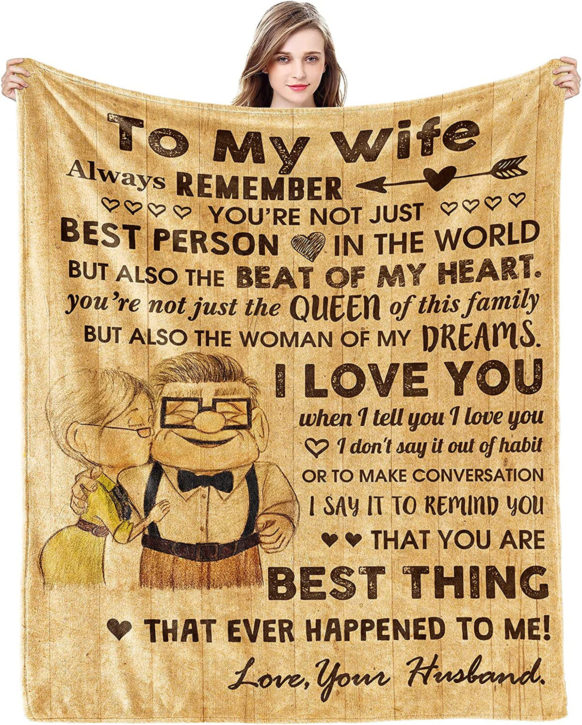Anniversary Birthday Gift for Her Wife Gifts from Husband Romantic I Love You Weeding Gift for Women to My Wife Super Soft Flannel Throw Blankets for Christmas Valentines Mothers Day
