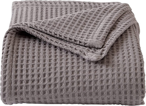 100% Cotton Waffle Weave Bed Blanket Soft, Breathable, and Lightweight Blanket for All-Season | Perfect for Layering | Brielle Collection (King, ICY Blue)