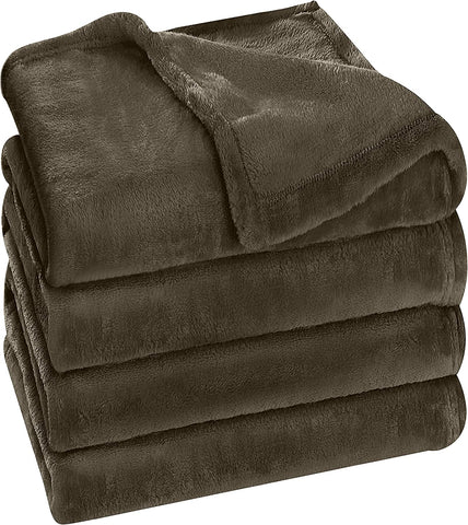 Bedding Fleece Blanket Queen Size Grey 300GSM Luxury Bed Blanket Anti-Static Fuzzy Soft Blanket Microfiber (90x90 Inches)