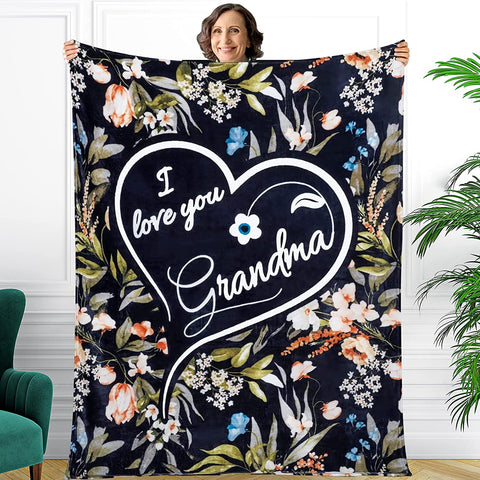 Mothers Day Gifts for Grandma, Gifts for Grandma Blanket, Grandma Gifts from Grandkids, Best Grandma Gifts, Grandma Birthday Gifts from Grandchildren, Throw Blanket 65”x50” (Purple)
