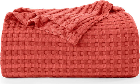 Bedding Cotton Waffle Blanket 300 GSM (White - 90x90 Inches) Soft Lightweight Breathable Bed Blanket Queen Size Layering Any Bed for All Season