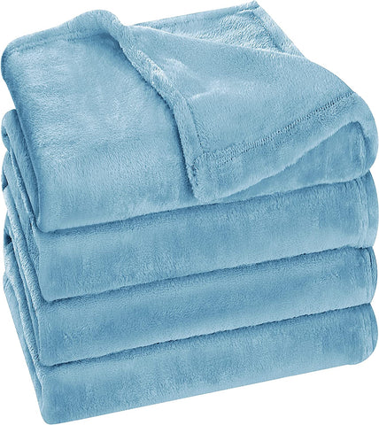 Bedding Fleece Blanket Queen Size Grey 300GSM Luxury Bed Blanket Anti-Static Fuzzy Soft Blanket Microfiber (90x90 Inches)