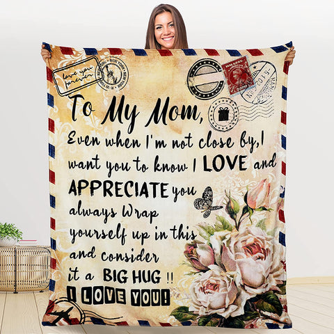 Mom Blanket Personalized Fleece Throw Envelope Blanket Birthday Gifts for Women from Daughter 50x60 inch