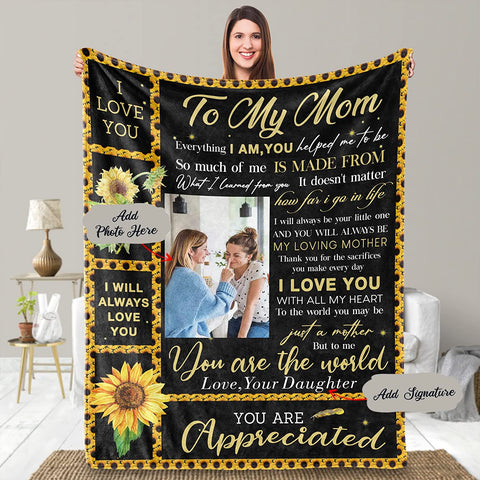 Mother Day Birthday Gifts for Mom- Gifts for Mom Throw Blanket,Mom Gifts,Gifts for Mom from Daughter,Mom Gifts from Daughter Sunflower Warm Blanket…