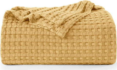 Bedding Cotton Waffle Blanket 300 GSM (White - 90x90 Inches) Soft Lightweight Breathable Bed Blanket Queen Size Layering Any Bed for All Season