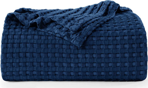 Bedding Cotton Waffle Blanket 300 GSM (White - 90x90 Inches) Soft Lightweight Breathable Bed Blanket Queen Size Layering Any Bed for All Season