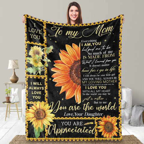 Mother Day Birthday Gifts for Mom- Gifts for Mom Throw Blanket,Mom Gifts,Gifts for Mom from Daughter,Mom Gifts from Daughter Sunflower Warm Blanket…