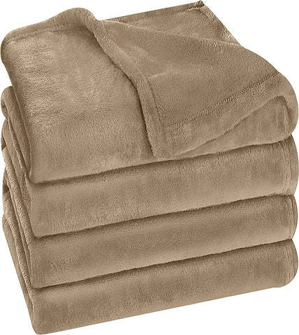 Bedding Fleece Blanket Queen Size Grey 300GSM Luxury Bed Blanket Anti-Static Fuzzy Soft Blanket Microfiber (90x90 Inches)