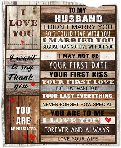 Gifts for Husband, Husband Birthday Gift, Husband Blanket 50''x60'', Blanket for Husband Gifts from Wife Soft Cozy Flannel Throw Blanket for Husband