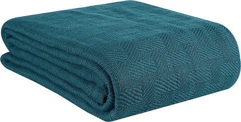 100% Cotton Bed Blanket, Breathable Bed Blanket King Size, Cotton Thermal Blankets King Size - Perfect for Layering Any Bed for All Season - Charcoal Grey