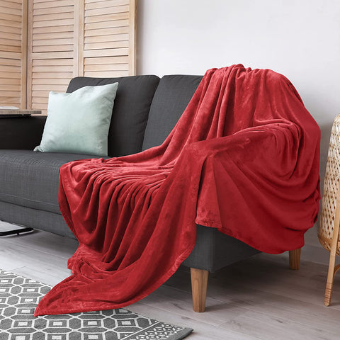 Bedding Fleece Blanket Queen Size Grey 300GSM Luxury Bed Blanket Anti-Static Fuzzy Soft Blanket Microfiber (90x90 Inches)