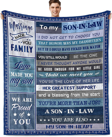 Son in Law Gifts from Mother in Law, Gifts for Son in Law Fathers Day Blanket, Gift Ideas for Son-in-Law, Best Son in Law Gifts Throw Blanket 60x50 Inch