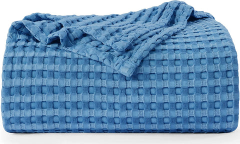 Bedding Cotton Waffle Blanket 300 GSM (White - 90x90 Inches) Soft Lightweight Breathable Bed Blanket Queen Size Layering Any Bed for All Season