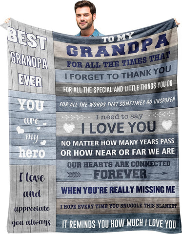 Grandpa Gifts Blanket 50"x60" - Gifts for Grandpa - Grandpa Birthday Gifts - Best Grandpa Gift Idea, Great Grandfather Gifts - Grandparents Day Gift Throw Blanket - Best Gifts for Grandparents
